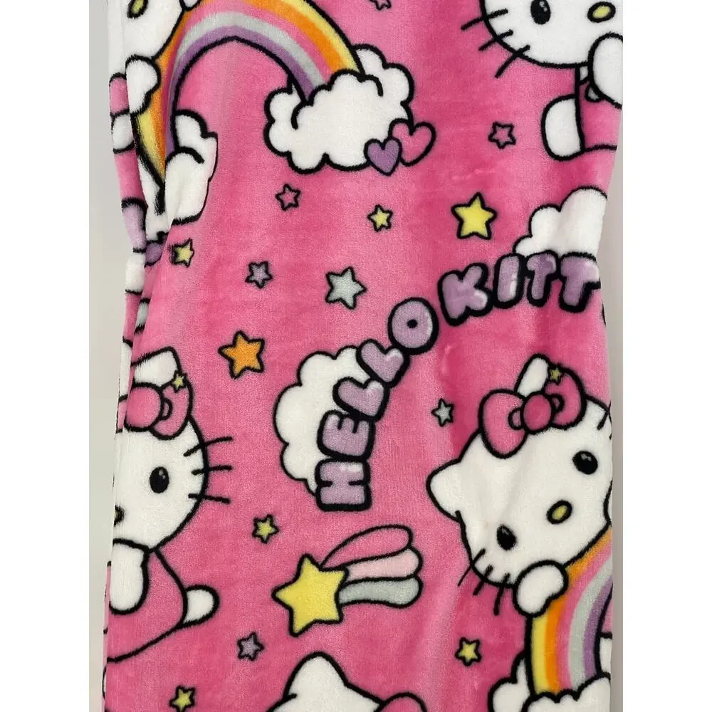 Hello Kitty Sanrio Silk Touch Throw Blanket 50 x 70 Starry Rainbows Pink NEW